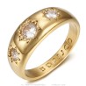 Ring Ring Englisch Gitan 3 falsche Diamanten Edelstahl Gold IM#27168