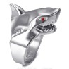 Shark ring Red eyes Stainless steel Silver IM#27210