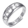 Gipsy English 3 Faux Diamonds Wedding Band Ring Stainless Steel Silver IM#27236