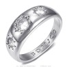 Gipsy English 3 Faux Diamonds Wedding Band Anello in acciaio inox argento IM#27237