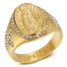 Ring of the Virgin Mary Sara and Cross Steel Gold Diamonds  IM#27243