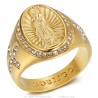 Anillo Virgen María Sara y Cruz Acero Oro Diamantes  IM#27244