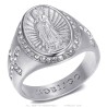 Bague de la vierge Marie Sara et Croix Acier Argent Diamants  IM#27251