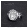 Bague de la vierge Marie Sara et Croix Acier Argent Diamants  IM#27252