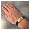 Bracciale leone Pelle nera intrecciata Acciaio inossidabile Oro Homme  IM#27267