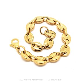 Pulsera grano de café 7,9,11mm Acero inoxidable Oro 21cm IM#27398