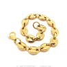 Pulsera grano de café 7,9,11mm Acero inoxidable Oro 21cm IM#27398