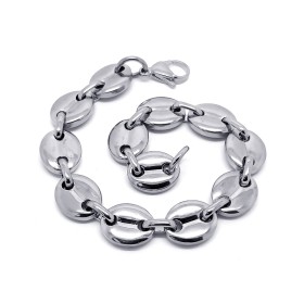 Coffee bean bracelet 7,9,11mm Stainless steel Silver 21cm IM#27416