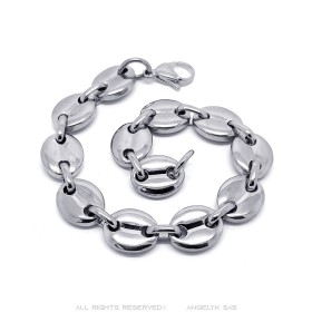 Coffee bean bracelet 7,9,11mm Stainless steel Silver 21cm IM#27417