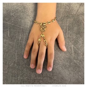 Armband Ring Passa Mano Kind Minnie Edelstahl Gold IM#27456