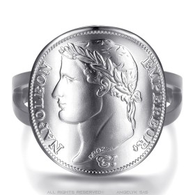 Ring coin Replica 20 Fr Napoleon 1er Stainless Steel Silver IM#27519