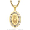 Medal Necklace Saint Sara Stainless steel Gold Diamonds Camargue IM#27535