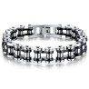 Silver plated Steel Motorcycle Chain Bracelet Black27568