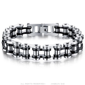 Armband Motorradkette Stahl Silber Schwarz27569