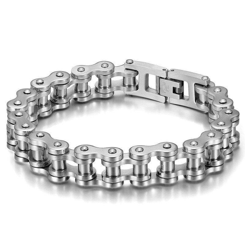 Bracciale a catena da moto Acciaio inox 316l Argento27573