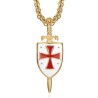 Templar sword and shield pendant Stainless steel Gold27603