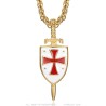 Templar sword and shield pendant Stainless steel Gold27604