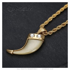 Lion claw pendant Diamond Replica Necklace 60cm Gold27619