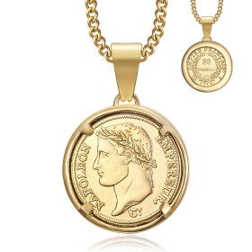 Pendant Napoléon 1er Pièce 20 francs Or Réplique Acier inoxydable27631