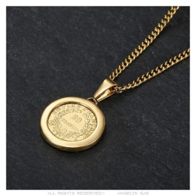 copy of Pendant Coin Napoleon III Louis Steel Gold27635