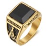 Anillo Masón Acero Inoxidable Oro Negro Onyx Cuadrado27666