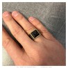 Bague Franc-maçon Acier inoxydable Or Onyx noir carré27670