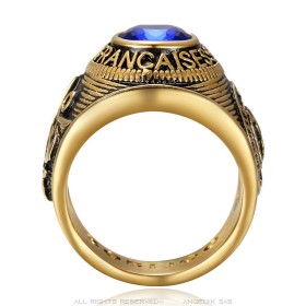 Bague universitaire Forces Armées Française Acier inox. Or vieilli27727