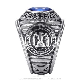 Bague universitaire Forces Armées Française Acier inox. Argent vieilli27732