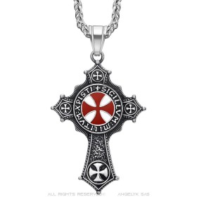 Ciondolo croce templare xpisti sigillum militum Catena 60cm27760