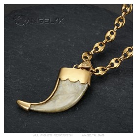 Lion Claw Pendant Replica Coffee Bean Chain 60cm Gold Steel27776