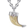 Lion Claw Ruby Diamond Coffee Bean Chain Pendant Silver27787