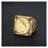 Anello Napoleon 1er, quadrato, acciaio inossidabile, 4 ori, rubino rosso27803