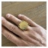 Ring Napoleon I., quadratisch Edelstahl Gold 4 Rubin Rot27805