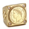 Napoleon 1er square ring Stainless steel Gold 4 Diamonds27815