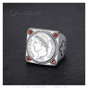 Anillo Napoleón 1er cuadrado Acero inoxidable Plata 4 Rojo Rubí27838