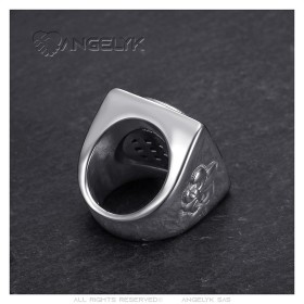 Anello Napoleon 1er quadrato Acciaio inossidabile Argento 4 Rosso Rubino27839