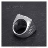 Ring Napoleon I. quadratisch Edelstahl Silber 4 Rubin Rot27839