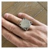 Ring Napoleon I. quadratisch Edelstahl Silber 4 Rubin Rot27840