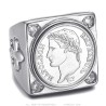 Napoleon 1er ring square Stainless steel Silver 4 Diamonds27844