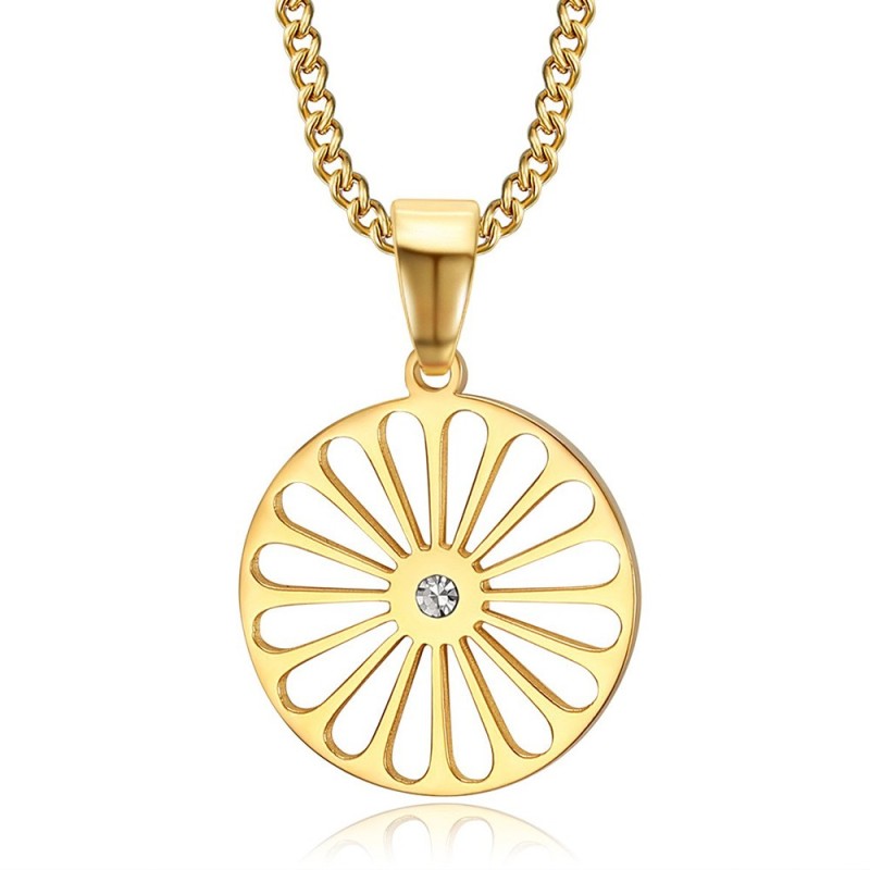 Pendentif roue des voyageurs Diamant Femme Enfant Acier Or27856