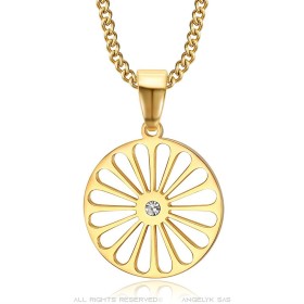 Pendentif roue des voyageurs Diamant Femme Enfant Acier Or27857