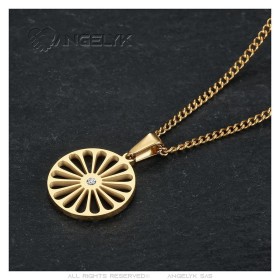 Women's Diamond Traveller's Wheel Pendant Child Steel Gold27858