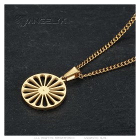 Women's Diamond Traveller's Wheel Pendant Child Steel Gold27859