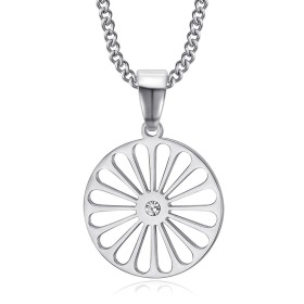 Pendentif roue des voyageurs Diamant Femme Enfant Acier Argent27870