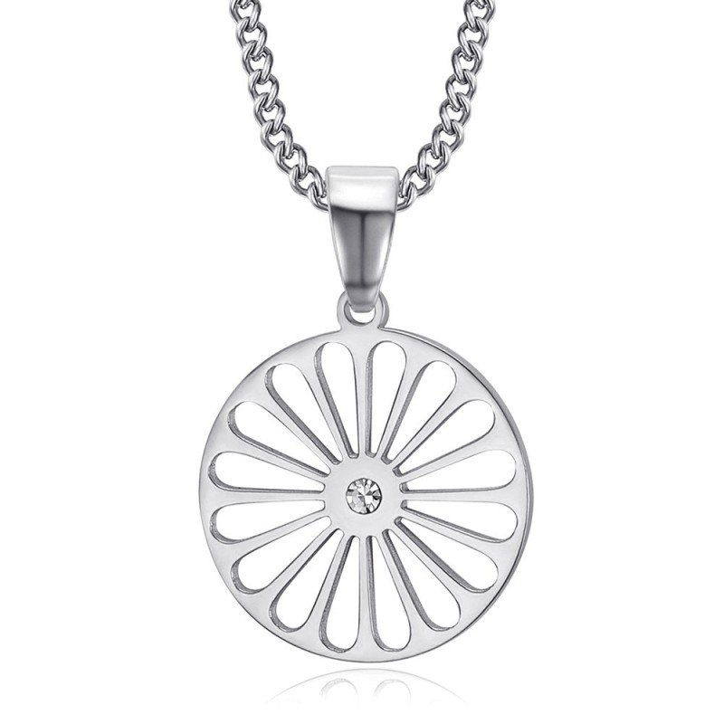 Pendentif roue des voyageurs Diamant Femme Enfant Acier Argent27870