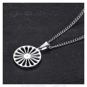 Pendentif roue des voyageurs Diamant Femme Enfant Acier Argent27873