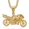 Motorbike pendant Stainless steel Gold Chain 60cm27909