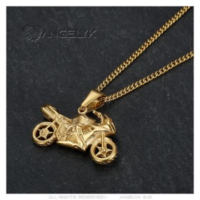 Motorbike pendant Stainless steel Gold Chain 60cm27910