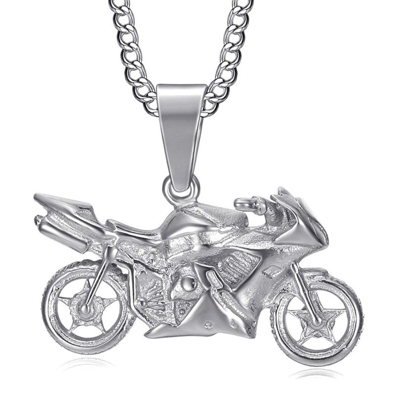 Sportmotorrad-Anhänger Edelstahl Silber Kette 60cm27920