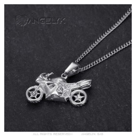 Motorbike pendant Stainless steel Silver Chain 60cm27923